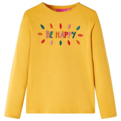 Tricou de copii cu mâneci lungi, ocru închis, 92 GartenMobel Dekor