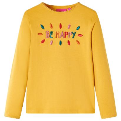 Tricou de copii cu mâneci lungi, ocru închis, 128 GartenMobel Dekor