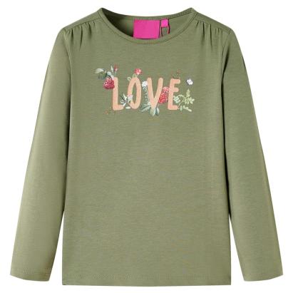 Tricou pentru copii cu mâneci lungi, kaki, 92 GartenMobel Dekor