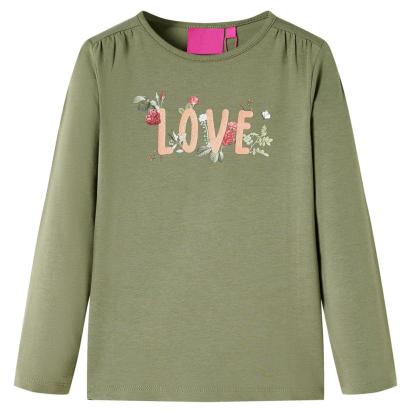 Tricou pentru copii cu mâneci lungi, kaki, 128 GartenMobel Dekor