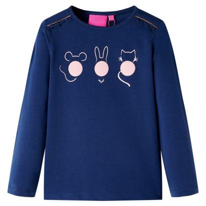 Tricou pentru copii cu mâneci lungi, bleumarin, 116 GartenMobel Dekor