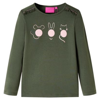 Tricou pentru copii cu mâneci lungi, kaki, 92 GartenMobel Dekor