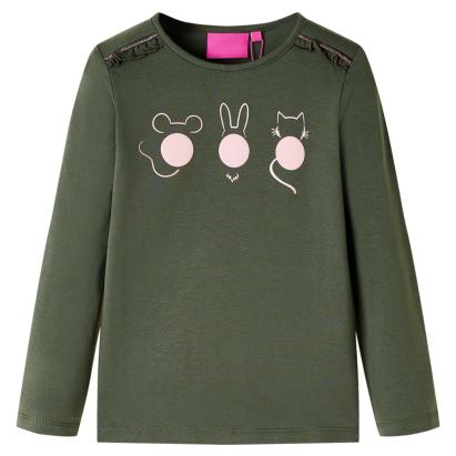 Tricou pentru copii cu mâneci lungi, kaki, 116 GartenMobel Dekor