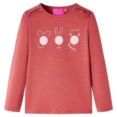 Tricou pentru copii cu mâneci lungi, roz ars, 104 GartenMobel Dekor
