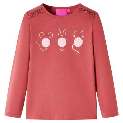 Tricou pentru copii cu mâneci lungi, roz ars, 116 GartenMobel Dekor