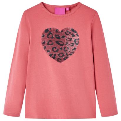 Tricou pentru copii cu mâneci lungi, roz antichizat, 104 GartenMobel Dekor