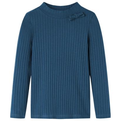 Tricou de copii cu mâneci lungi, tricot cu nervuri, bleumarin, 92 GartenMobel Dekor