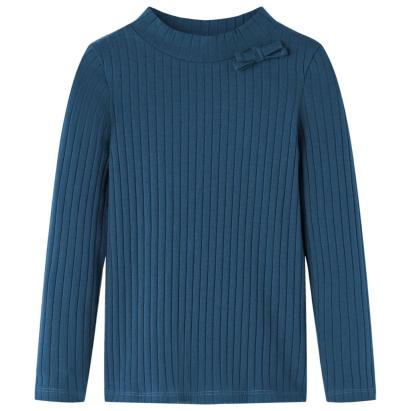 Tricou de copii cu mâneci lungi, tricot cu nervuri, bleumarin, 128 GartenMobel Dekor