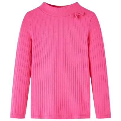 Tricou de copii cu mâneci lungi, tricot cu nervuri, roz aprins, 116 GartenMobel Dekor