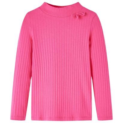 Tricou de copii cu mâneci lungi, tricot cu nervuri, roz aprins, 128 GartenMobel Dekor