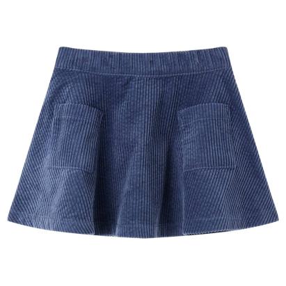 Fustă pentru copii cu buzunare, velur, bleumarin, 128 GartenMobel Dekor