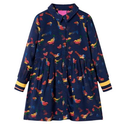 Rochie cu mâneci lungi pentru copii, bleumarin, 92 GartenMobel Dekor