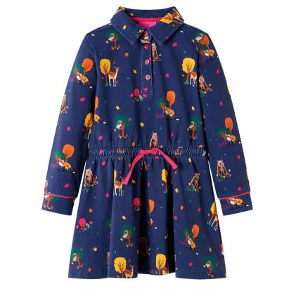 Rochie de copii cu mâneci lungi și șnur bleumarin 116 GartenMobel Dekor