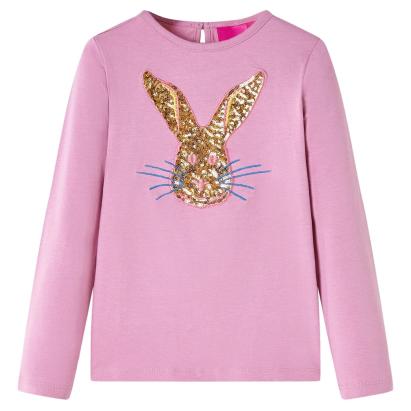 Tricou pentru copii cu mâneci lungi, roz ars, 128 GartenMobel Dekor