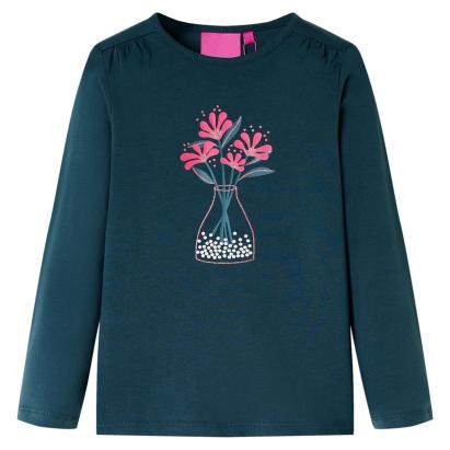 Tricou de copii cu mâneci lungi, verde închis, 104 GartenMobel Dekor