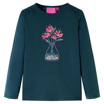 Tricou de copii cu mâneci lungi, verde închis, 116 GartenMobel Dekor