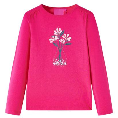 Tricou pentru copii cu mâneci lungi, roz aprins, 92 GartenMobel Dekor