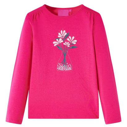 Tricou pentru copii cu mâneci lungi, roz aprins, 116 GartenMobel Dekor
