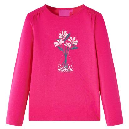 Tricou pentru copii cu mâneci lungi, roz aprins, 128 GartenMobel Dekor