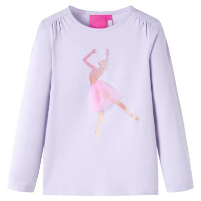 Tricou de copii cu mâneci lungi, liliac deschis, 92 GartenMobel Dekor