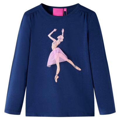 Tricou de copii cu mâneci lungi, bleumarin, 128 GartenMobel Dekor
