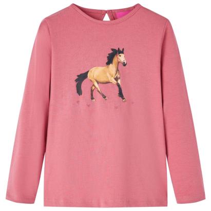 Tricou pentru copii cu mâneci lungi, roz antichizat, 116 GartenMobel Dekor