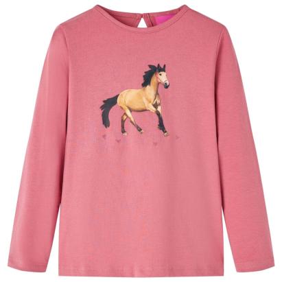 Tricou pentru copii cu mâneci lungi, roz antichizat, 128 GartenMobel Dekor