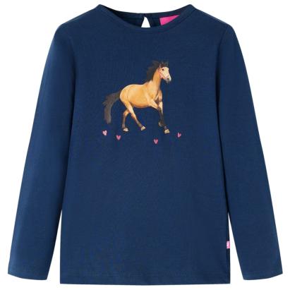 Tricou pentru copii cu mâneci lungi, bleumarin, 104 GartenMobel Dekor