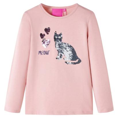 Tricou copii cu mâneci lungi, roz deschis 128 GartenMobel Dekor