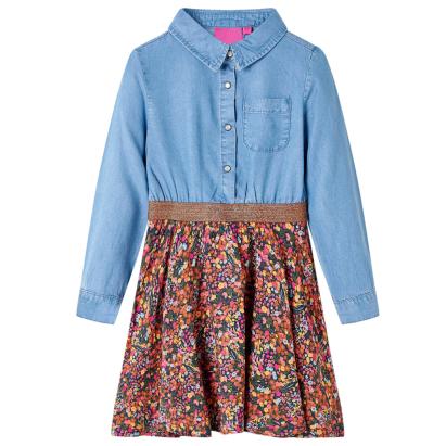 Rochie pentru copii cu mâneci lungi, bleumarin și albastru denim, 92 GartenMobel Dekor