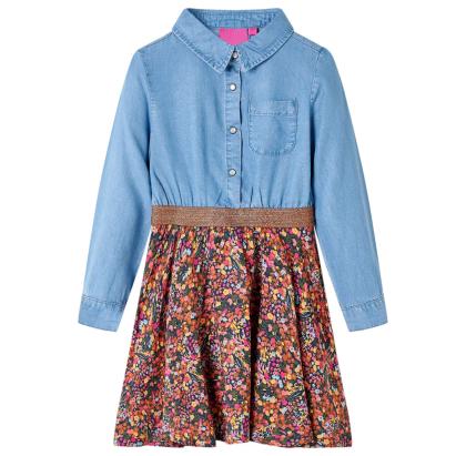 Rochie pentru copii cu mâneci lungi, bleumarin și albastru denim, 104 GartenMobel Dekor