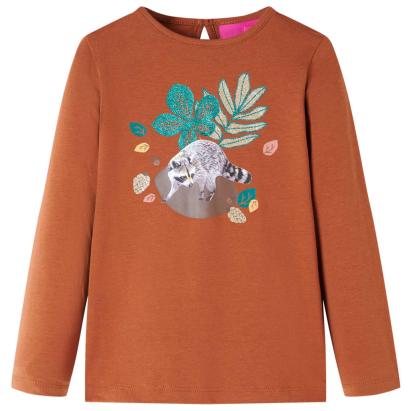 Tricou pentru copii cu mâneci lungi, coniac, 128 GartenMobel Dekor