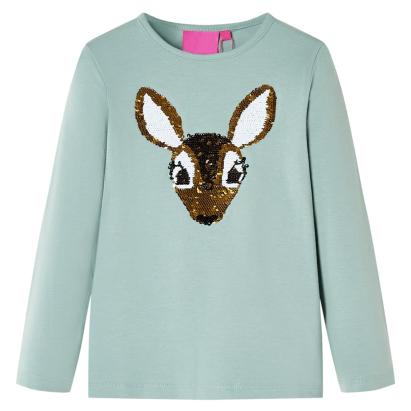 Tricou copii cu mâneci lungi verde mentă mediu 116 GartenMobel Dekor