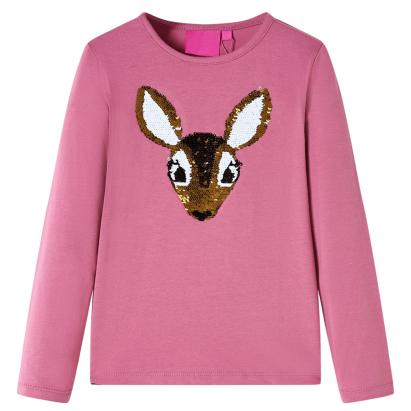 Tricou pentru copii cu mâneci lungi roz zmeură 116 GartenMobel Dekor