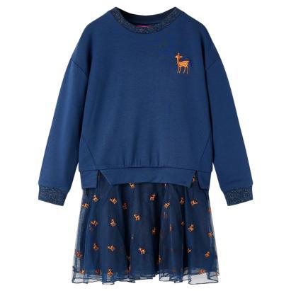 Rochie cu mâneci lungi pentru copii, bleumarin, 92 GartenMobel Dekor