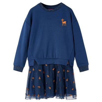 Rochie pentru copii cu mâneci lungi, bleumarin, 116 GartenMobel Dekor