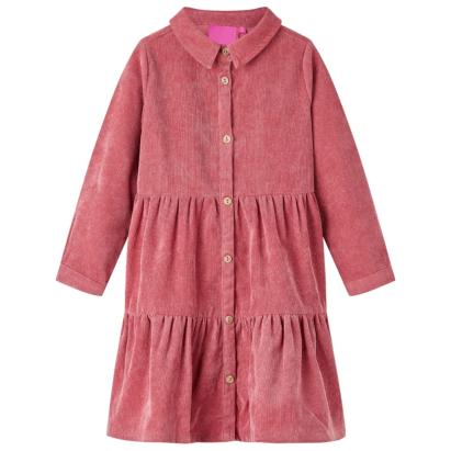 Rochie pentru copii cu mâneci lungi din catifea, roz antichizat, 104 GartenMobel Dekor