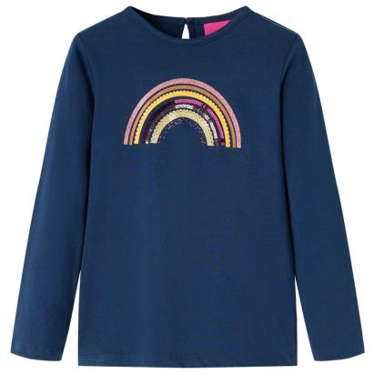 Tricou pentru copii cu mâneci lungi, bleumarin, 128 GartenMobel Dekor