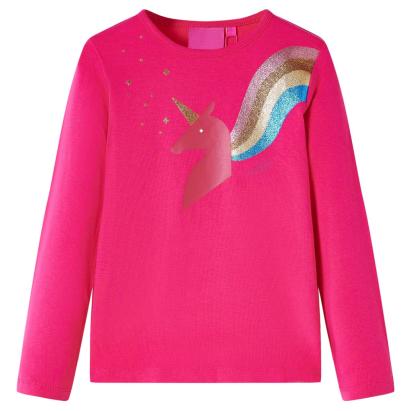Tricou pentru copii cu mâneci lungi, roz aprins, 116 GartenMobel Dekor