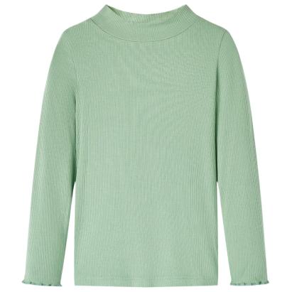 Tricou de copii cu mâneci lungi, guler tunică, verde mentă închis, 140 GartenMobel Dekor