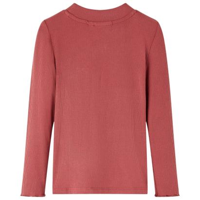 Tricou de copii cu mâneci lungi, guler tunică, roșu ars, 140 GartenMobel Dekor