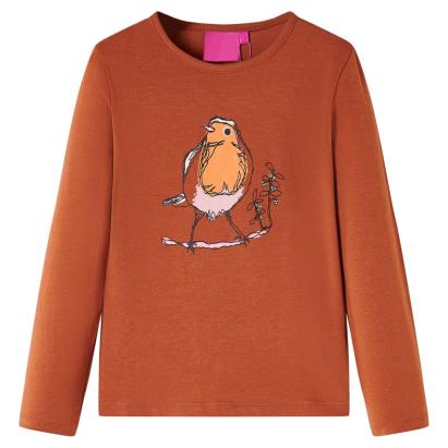 Tricou pentru copii cu mâneci lungi, coniac, 140 GartenMobel Dekor
