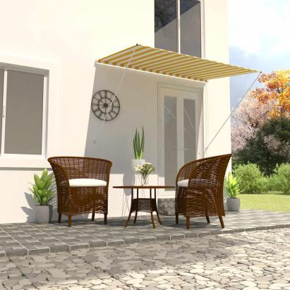 Copertină retractabilă, galben și alb, 200 x 150 cm GartenMobel Dekor