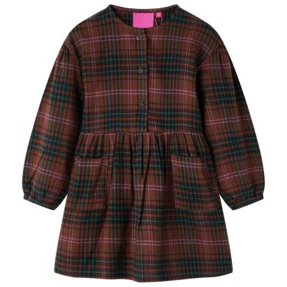 Rochie pentru copii cu mâneci lungi, coniac, 128 GartenMobel Dekor