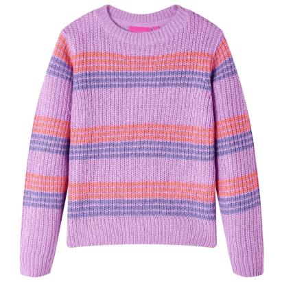 Pulover pentru copii tricotat, dungi liliac și roz, 104 GartenMobel Dekor