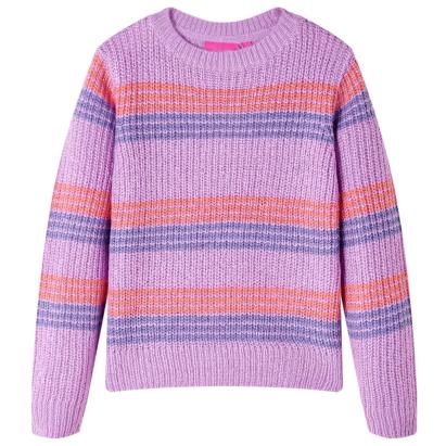 Pulover pentru copii tricotat, dungi liliac și roz, 116 GartenMobel Dekor