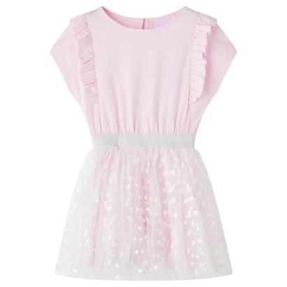 Rochie copii volane, roz deschis, 128 GartenMobel Dekor
