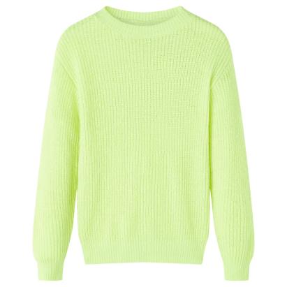 Pulover pentru copii tricotat, galben neon, 116 GartenMobel Dekor