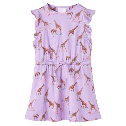 Rochie de copii, mâneci cu volane șnur talie, lila 92 GartenMobel Dekor