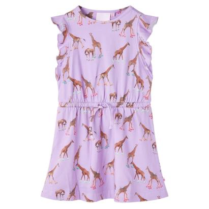 Rochie de copii, mâneci cu volane șnur talie, lila 104 GartenMobel Dekor